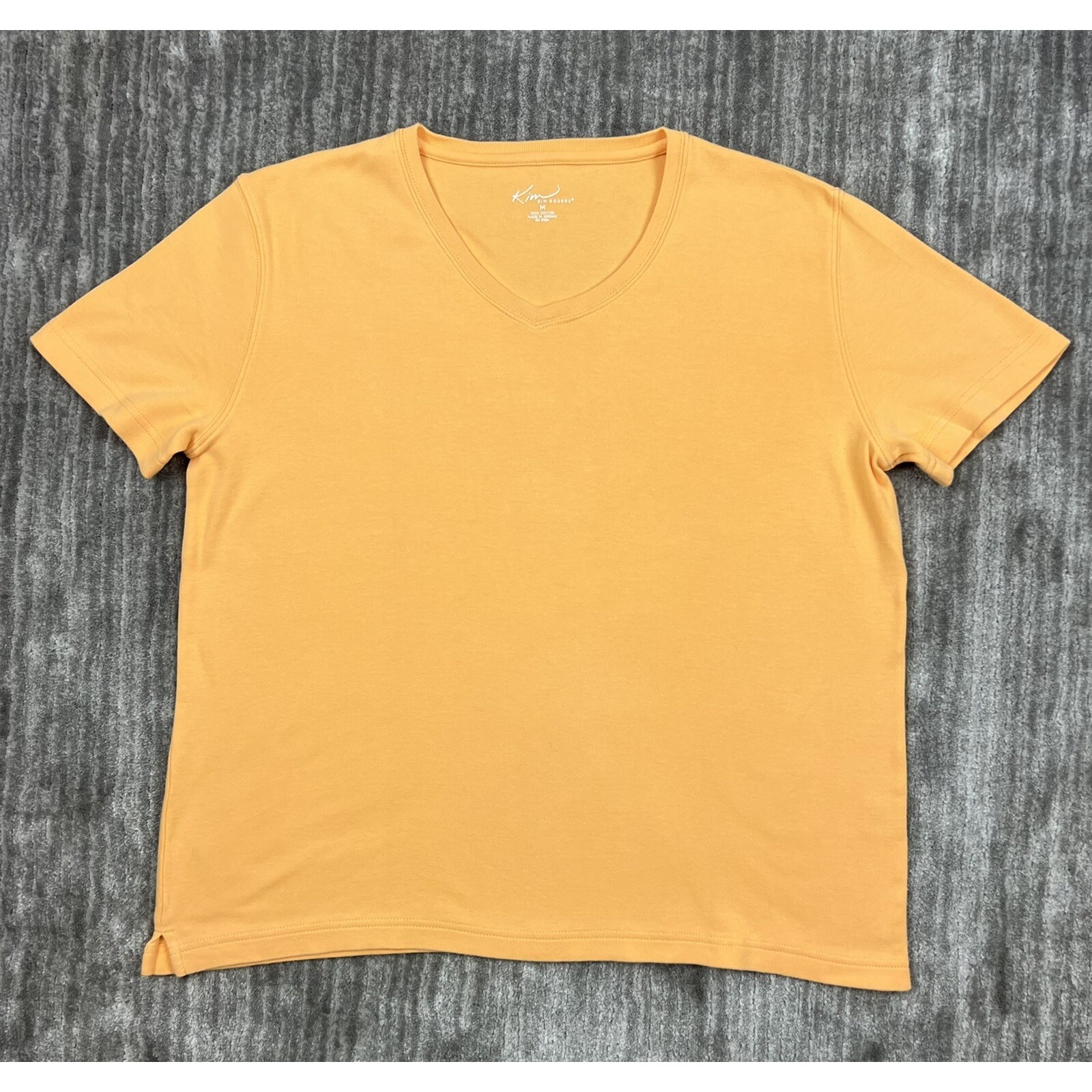 Kim Rogers T-Shirt Womens M Orange V-Neck Short Sleeve 100% Cotton Basic Tee